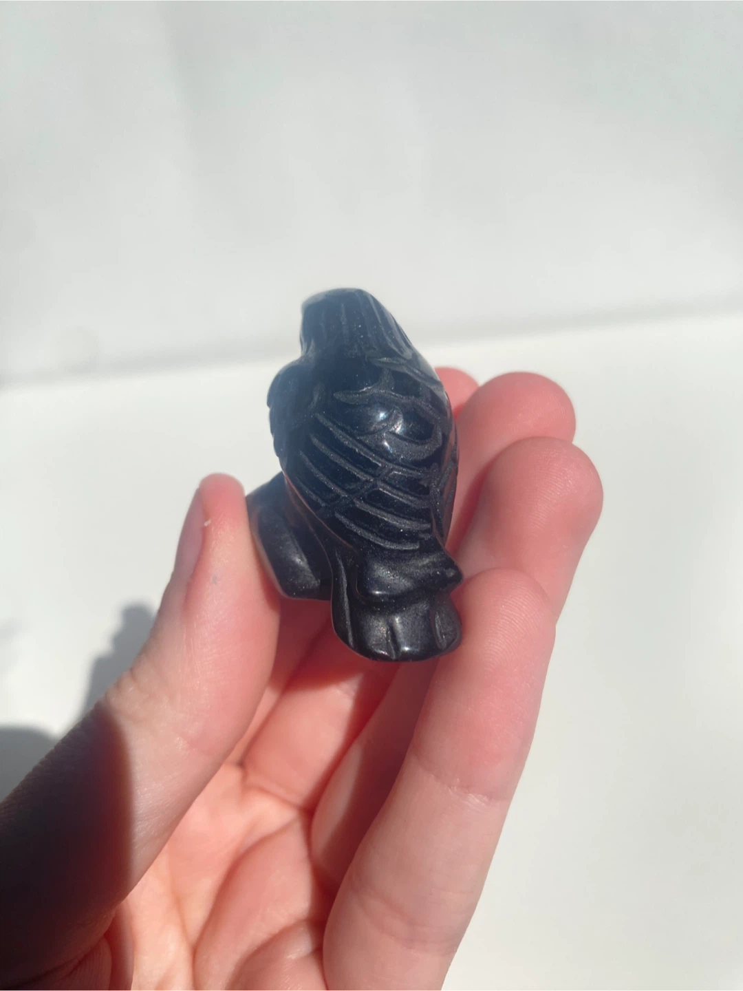 Obsidian Stone Raven Carving - photo 3