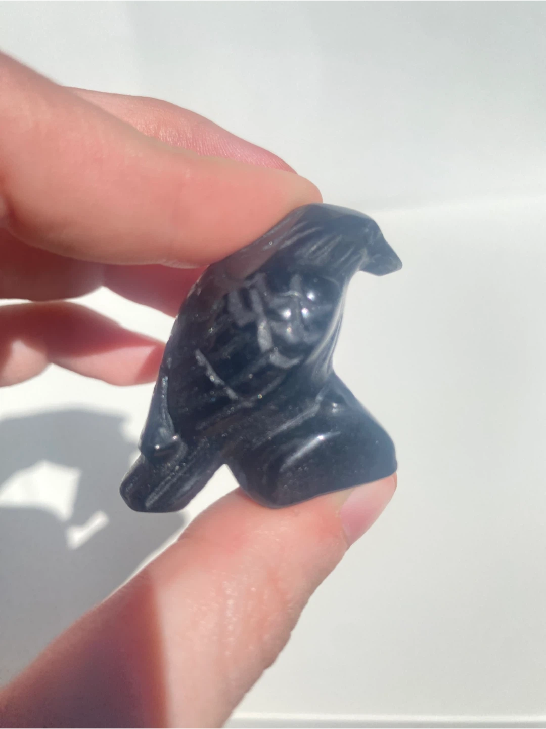 Obsidian Stone Raven Carving - photo 4