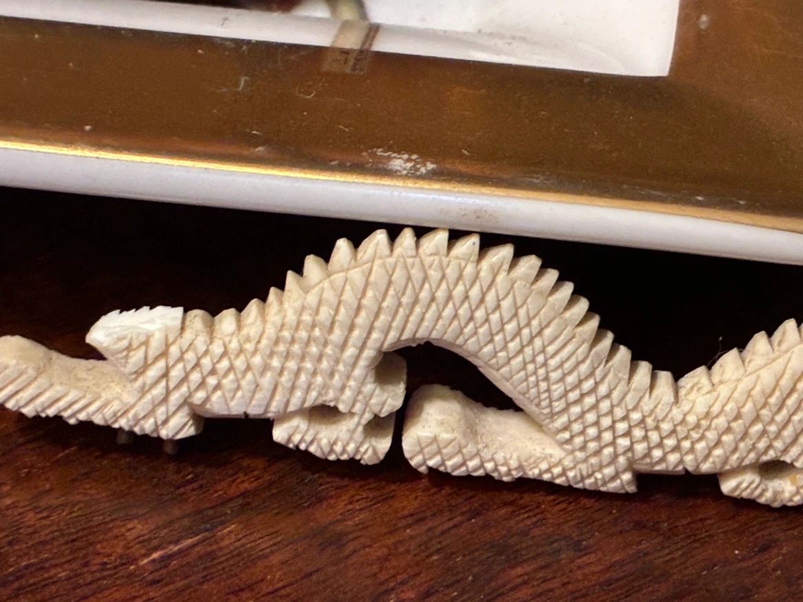 Ivory bone dragon resin Ornament Craft Scrapbook Art Mixed Media - photo 3