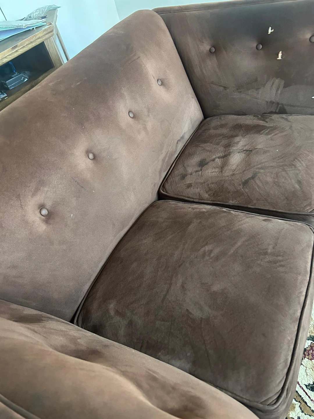 Brown Suede-look Loveseat