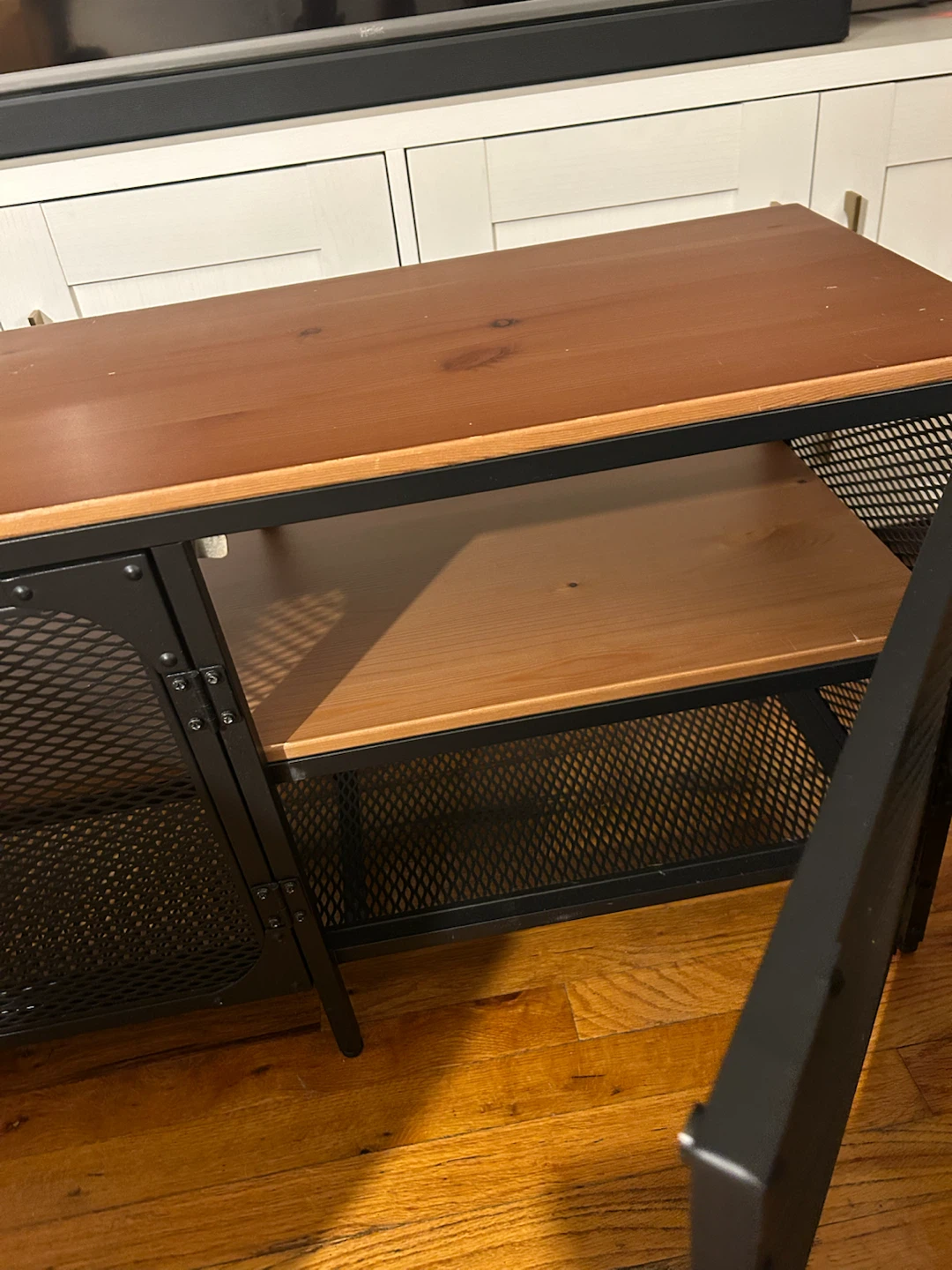 Industrial Style TV Stand with Metal Mesh Doors - photo 3