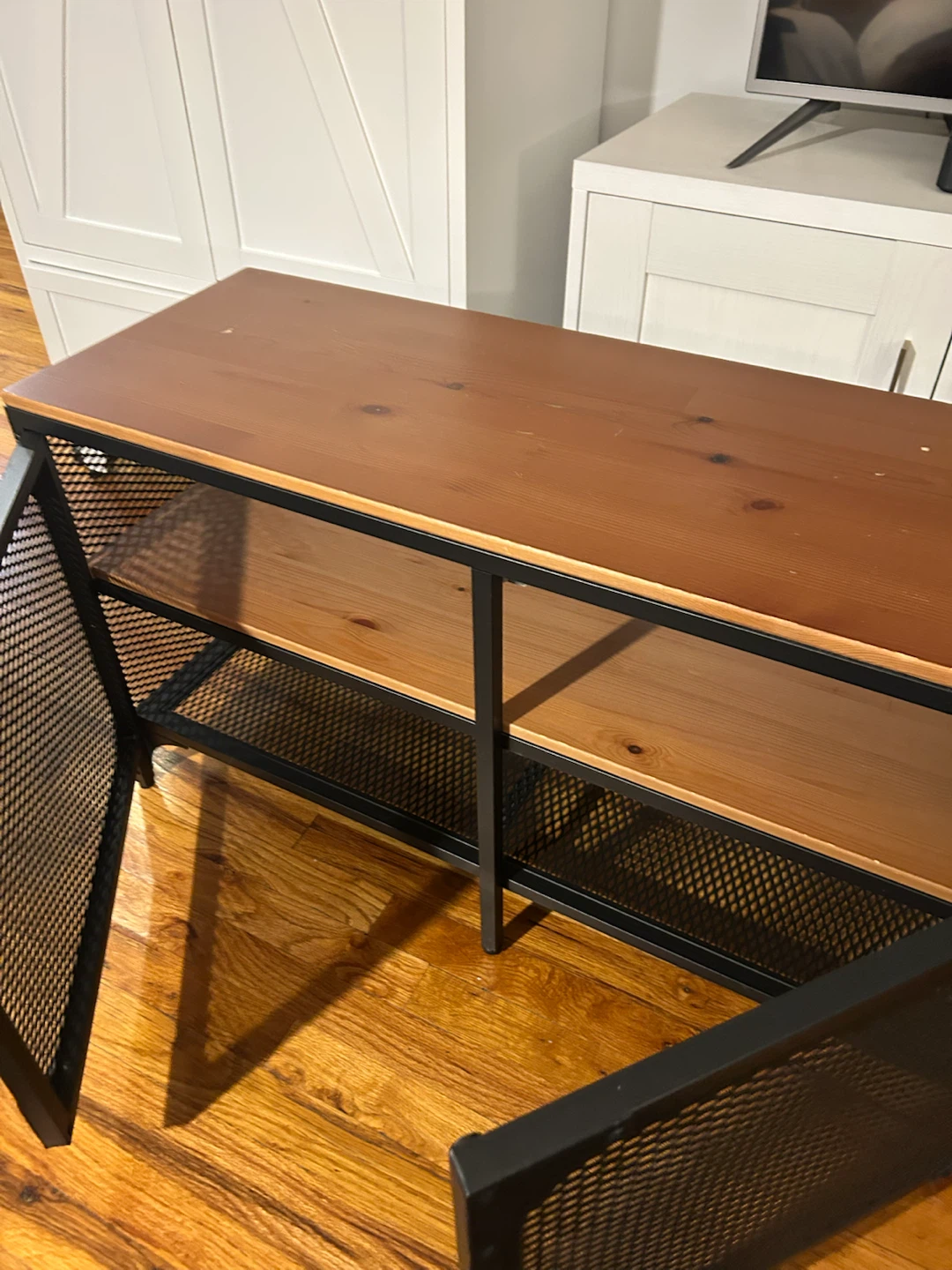 Industrial Style TV Stand with Metal Mesh Doors - photo 4