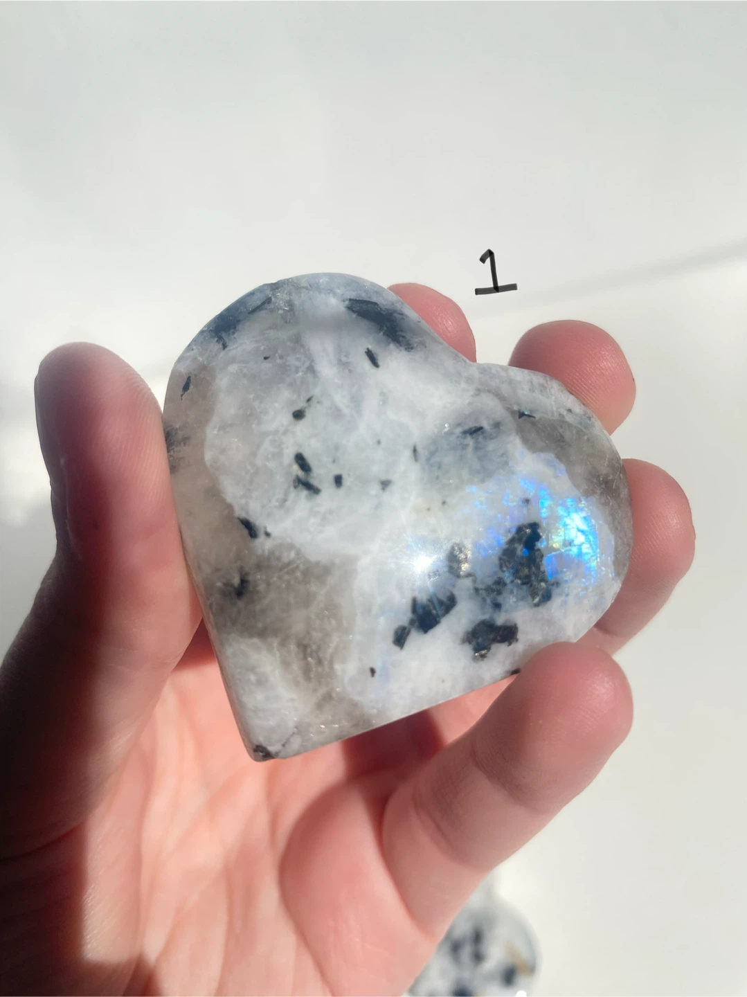 Two Rainbow Moonstone Heart Stones - photo 3