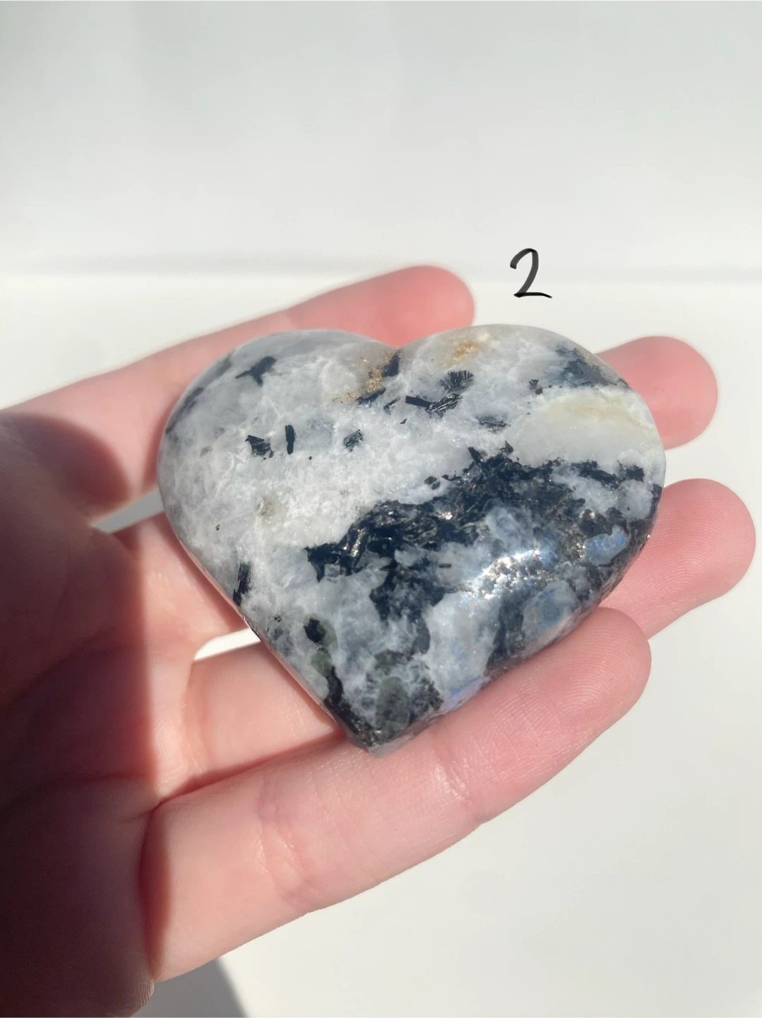 Two Rainbow Moonstone Heart Stones - photo 4