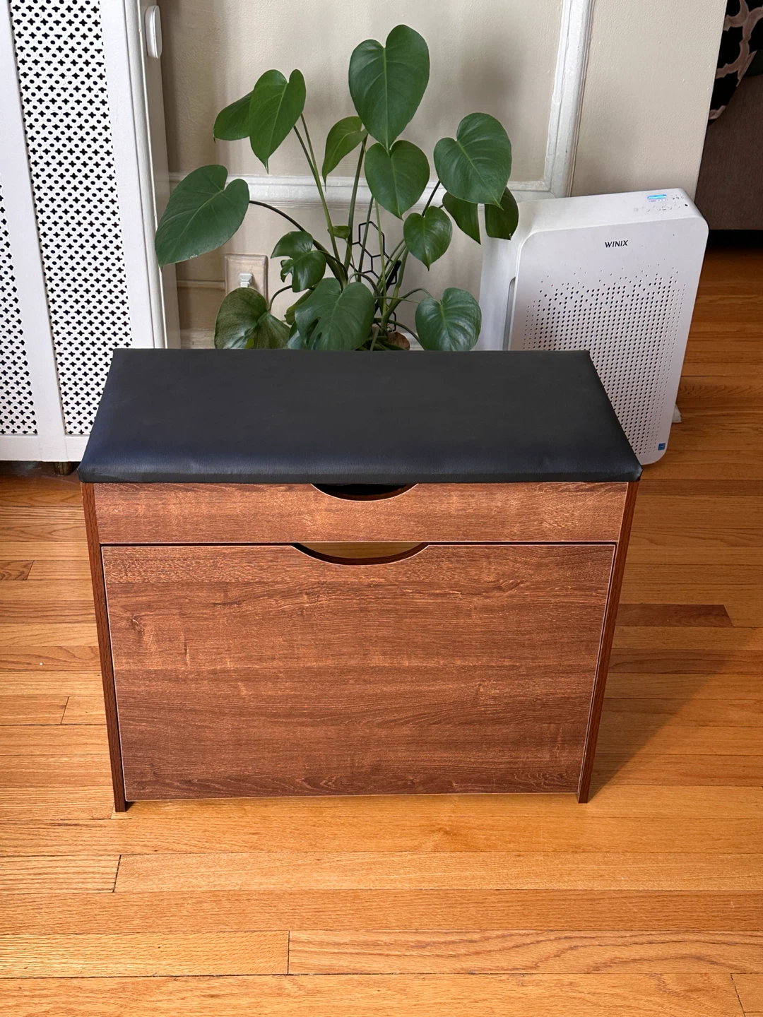 Kids Wood Shoe Bench with Padded Seat