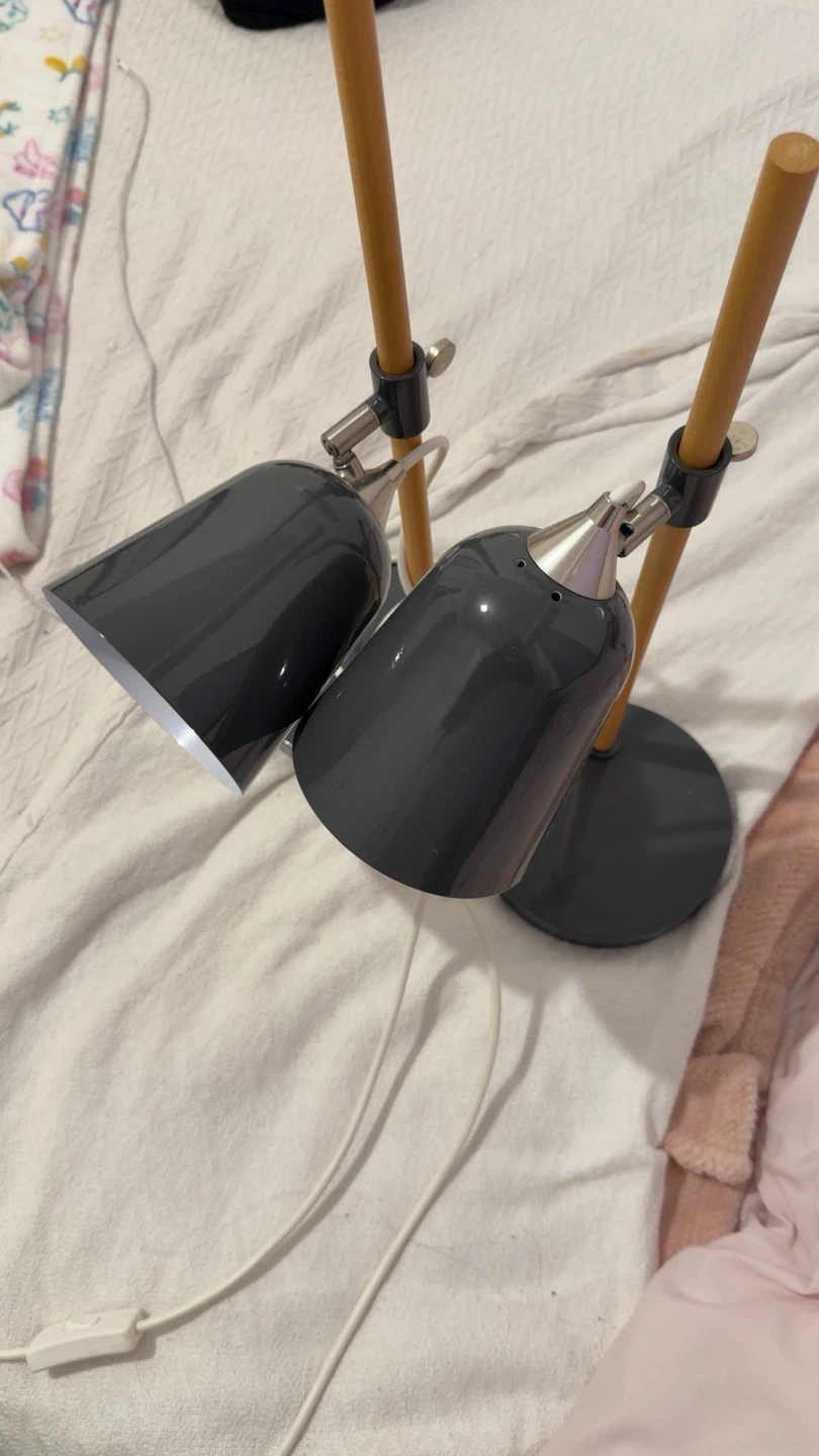 Set of two grey desk lamps