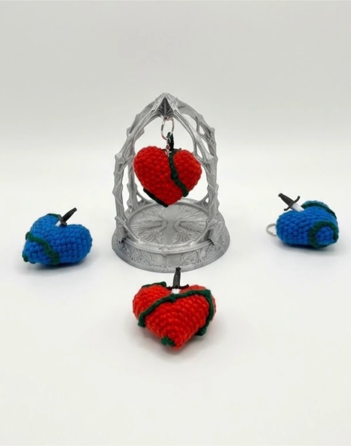 Crochet Heart Dagger Keychains with Display Stand - photo 2