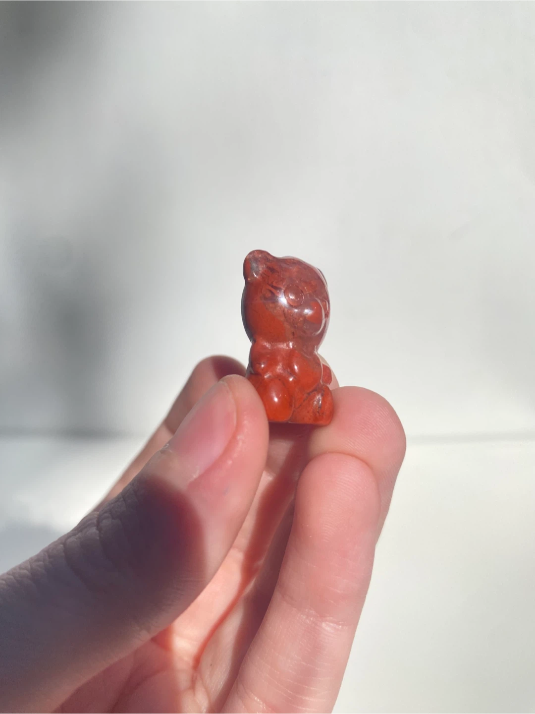 Red Jasper Stone Bear Carving - photo 2