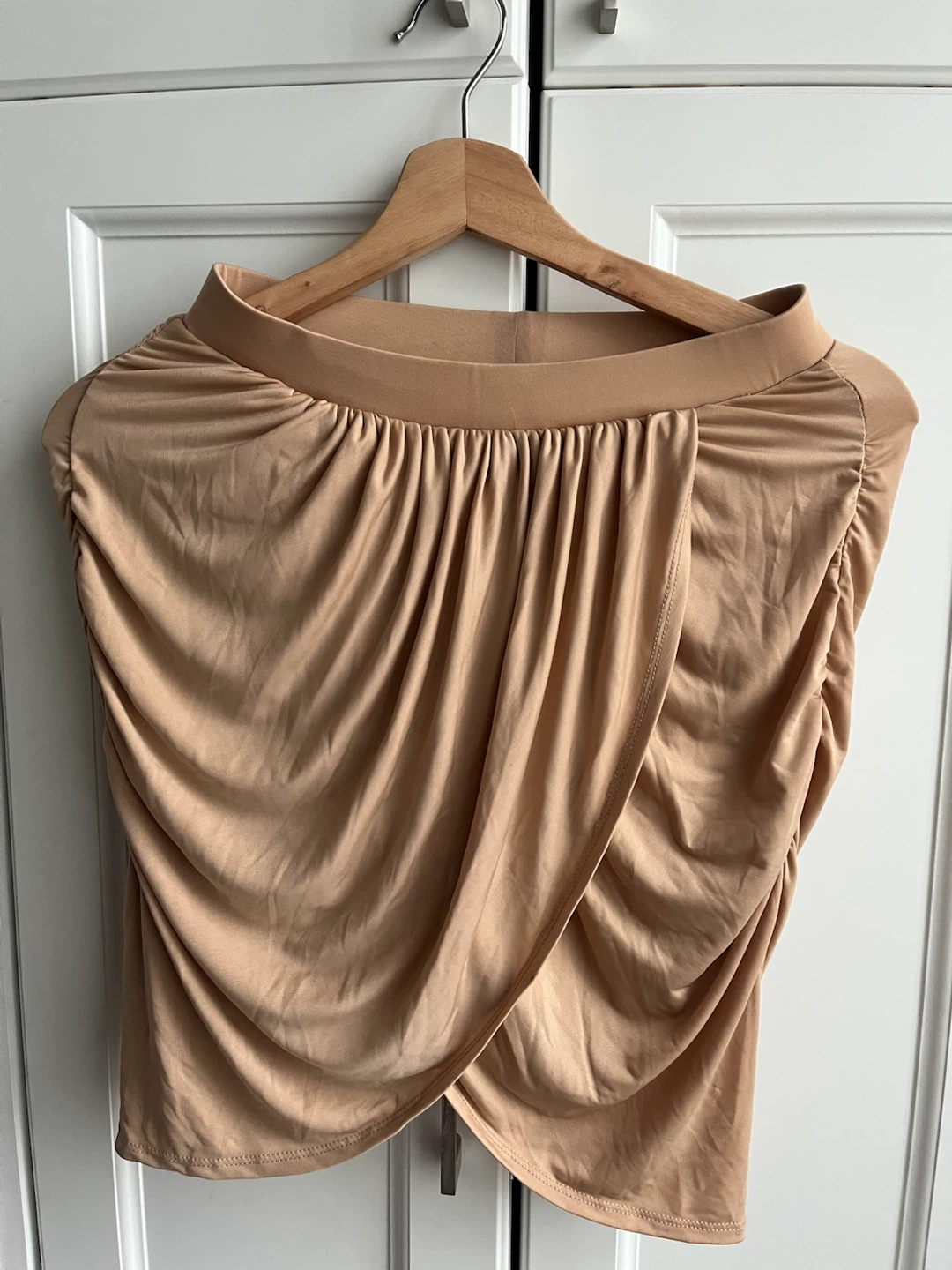 Beige Ruched Wrap Skirt
