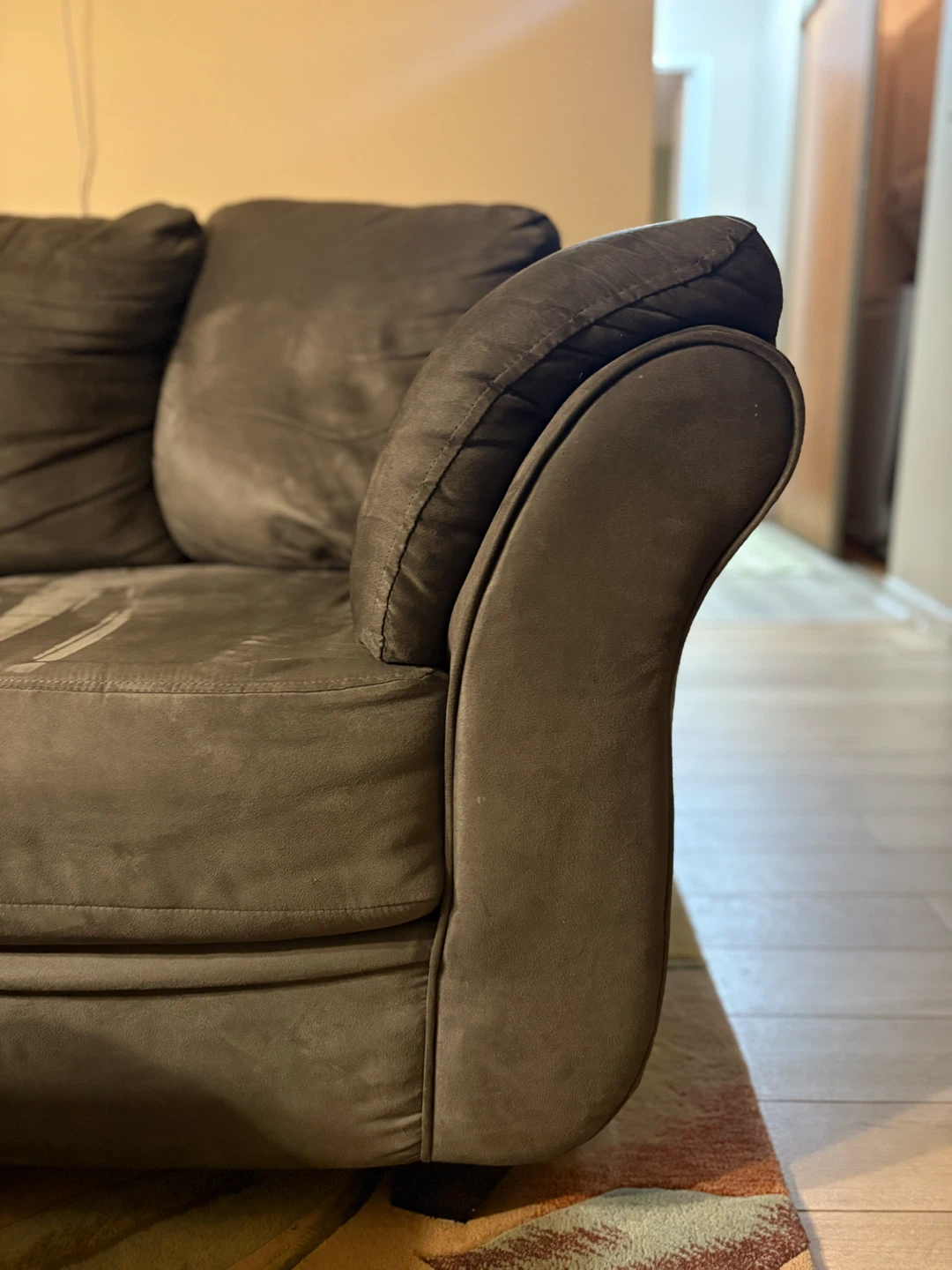Grey Three-Seater Suede Sofa - photo 3