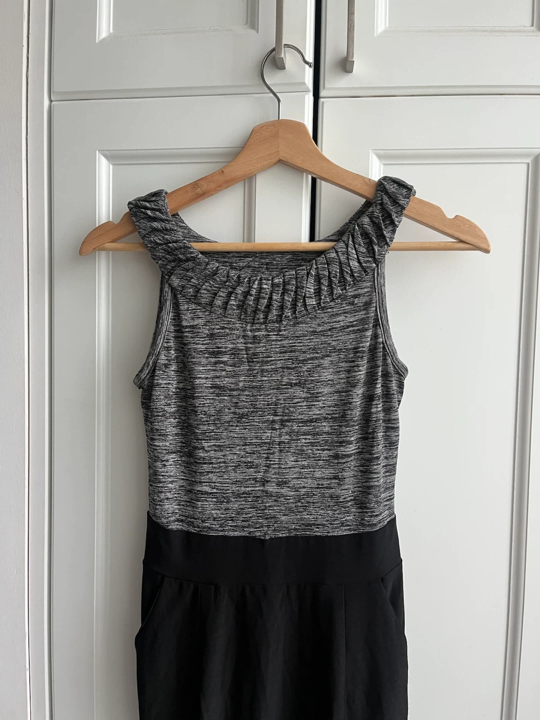 Grey and Black Sleeveless Dress