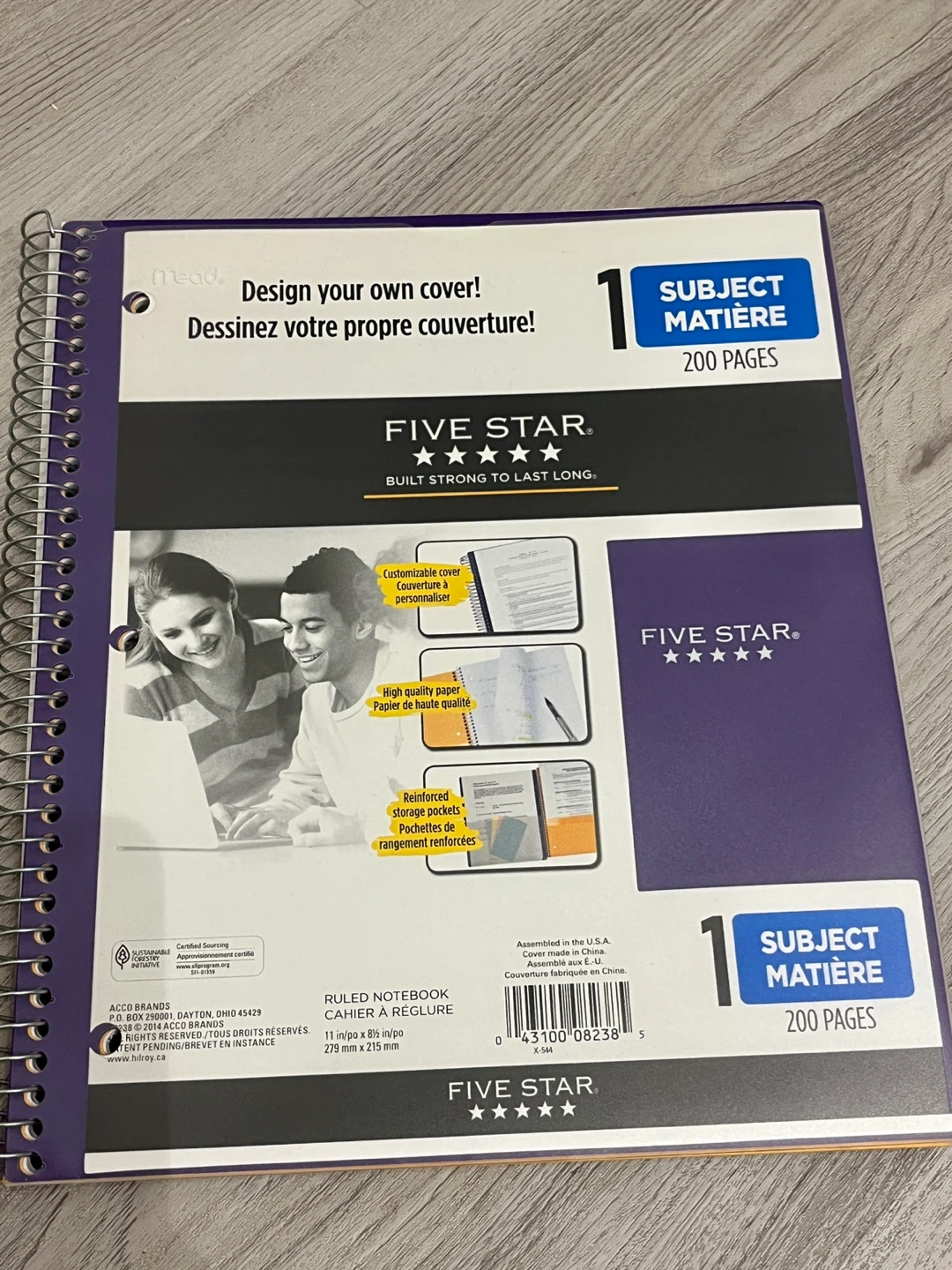 Brand New Five Star 1-Subject Ruled Notebook