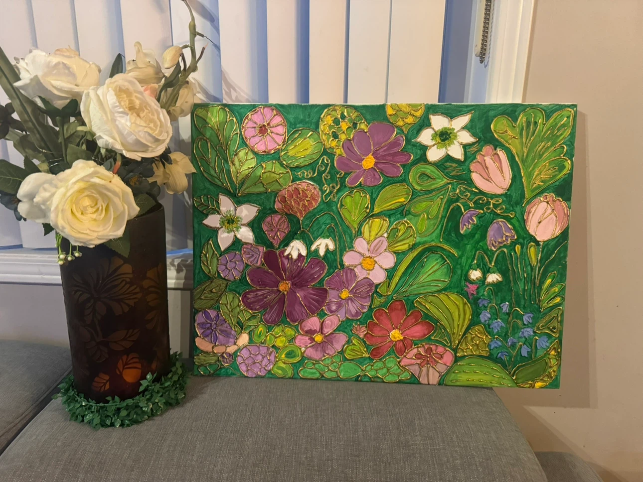 Floral Garden Textured Canvas Wall Art