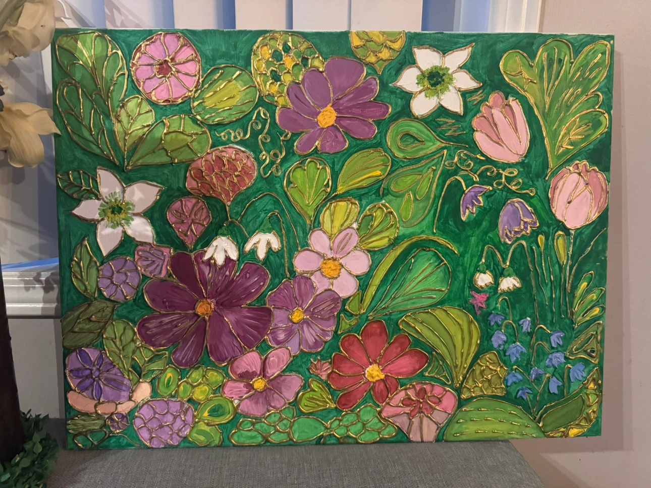 Floral Garden Textured Canvas Wall Art - photo 2