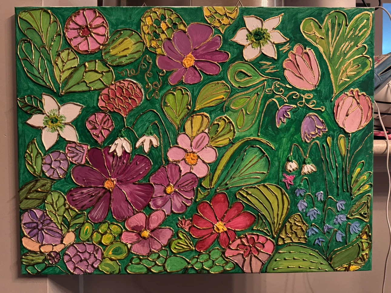 Floral Garden Textured Canvas Wall Art - photo 3