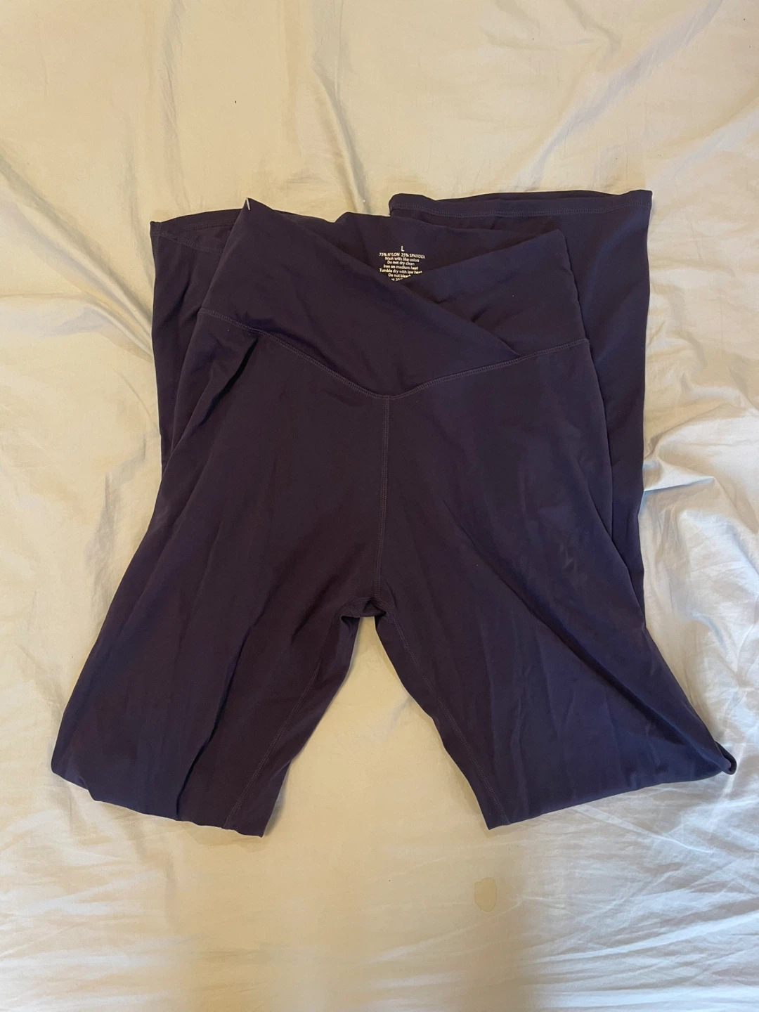 Purple Cross-Waist Flare Leggings Large