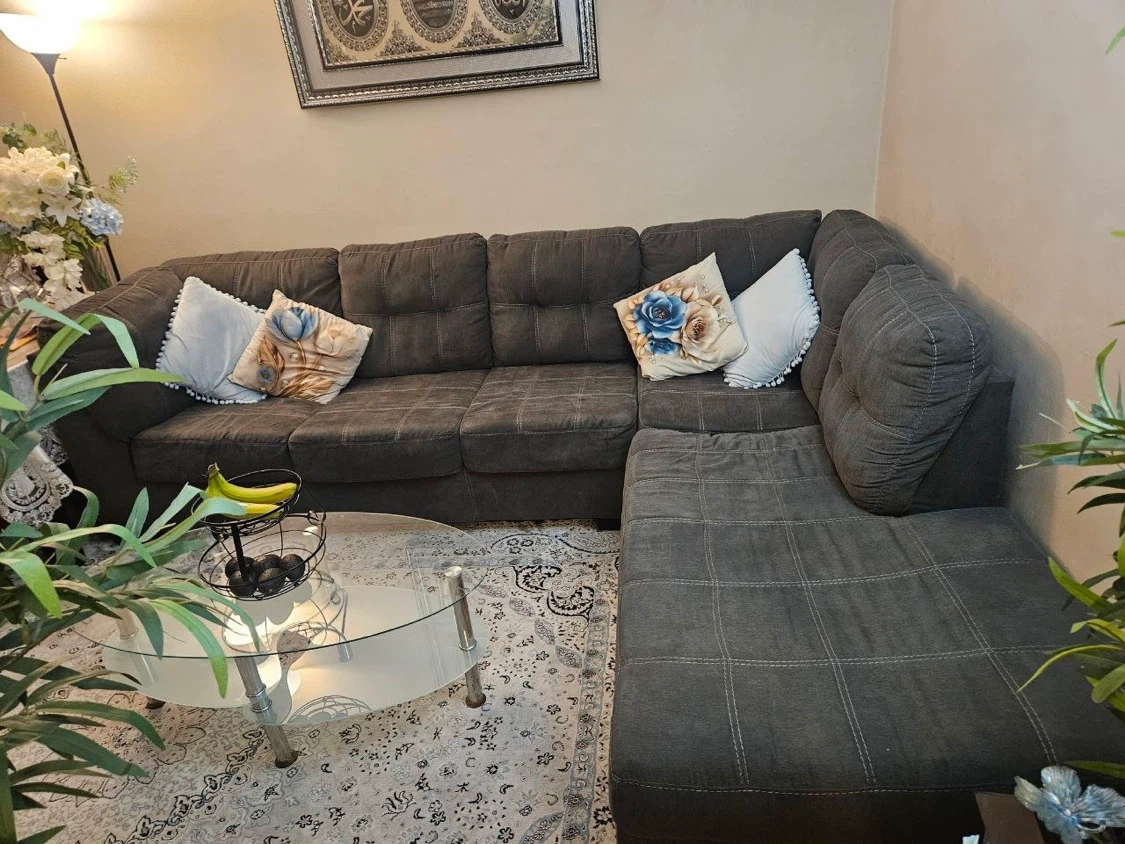 Dark Grey Sectional Sofa with Chaise - photo 2