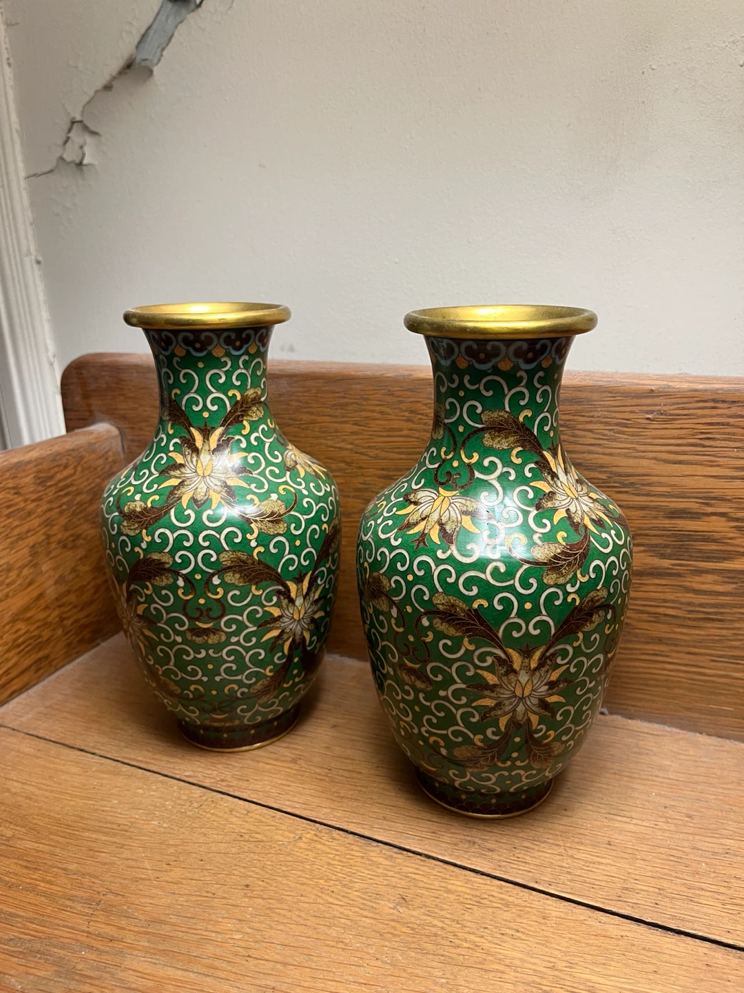 Vintage Cloisonne Enamel Vases Set