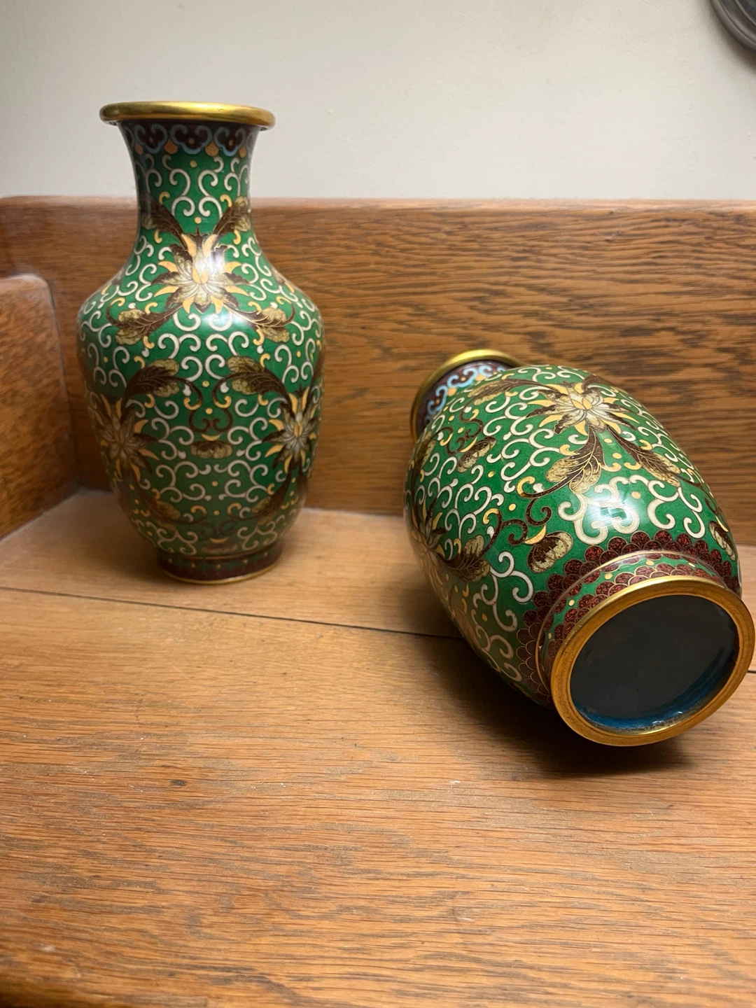 Vintage Cloisonne Enamel Vases Set - photo 3