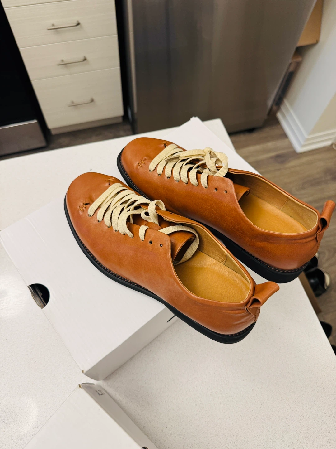 Brown leather shoe