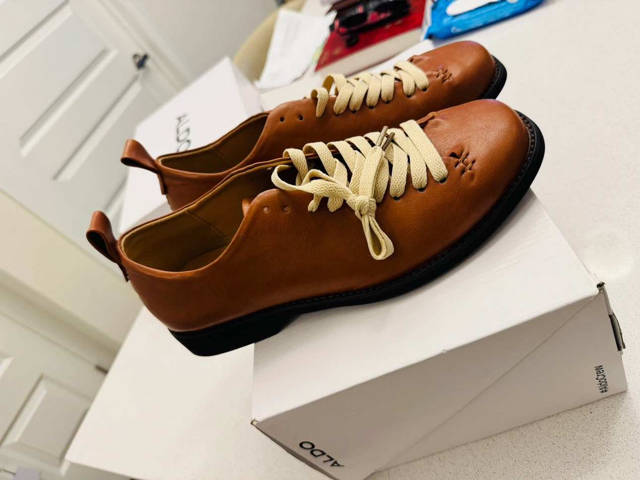 Brown leather shoe - photo 3