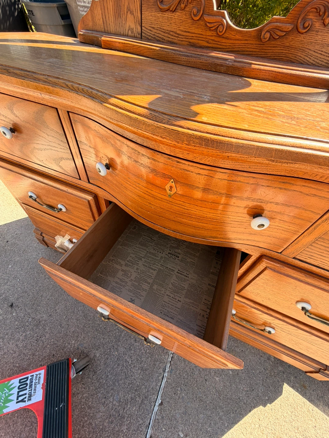 Oak Dresser with Oval Mirror - photo 2