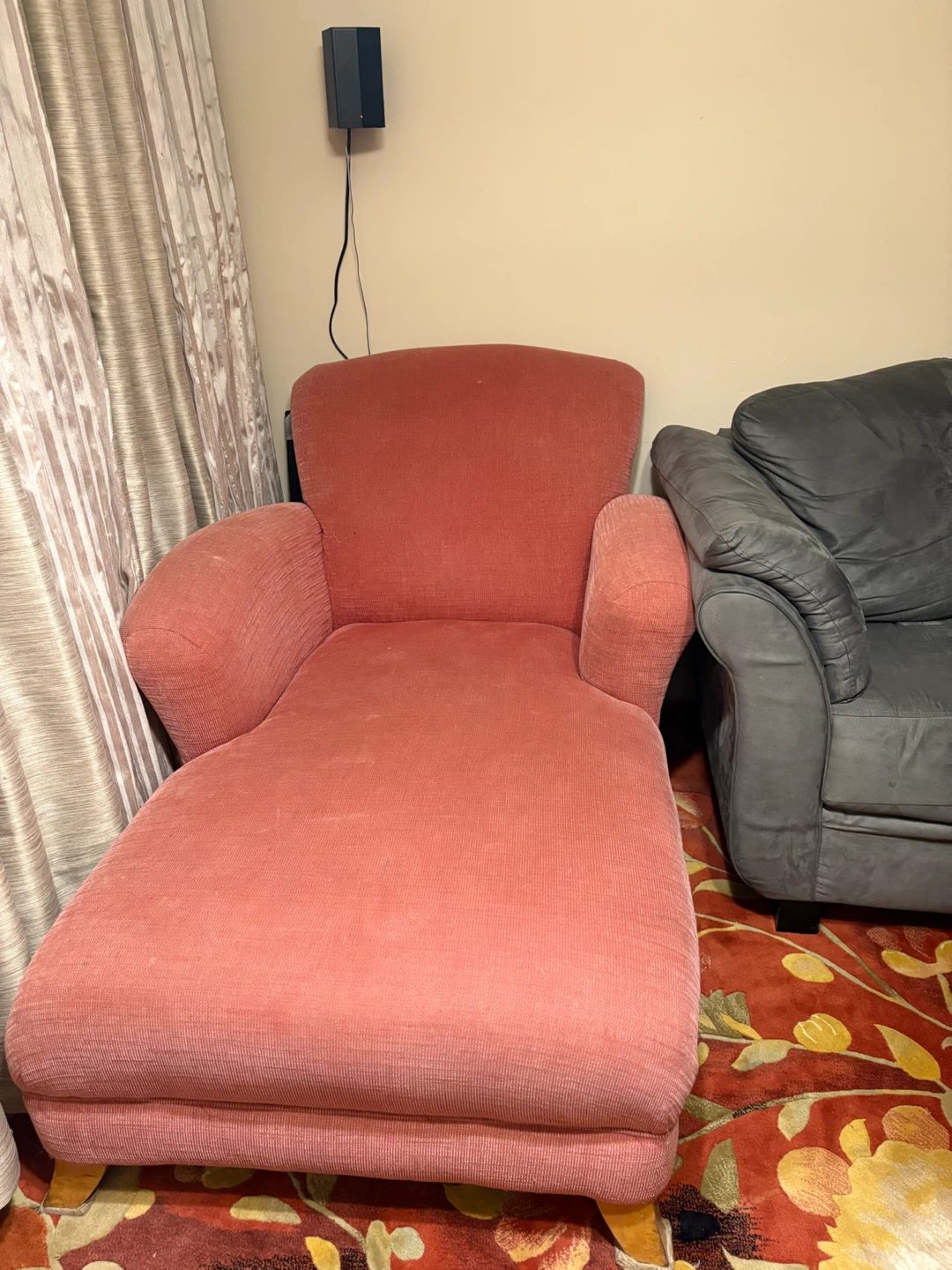 Coral pink chaise lounge chair
