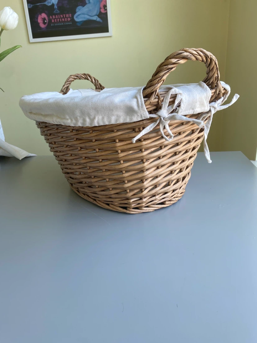 Wicker Storage Basket with Removable Liner