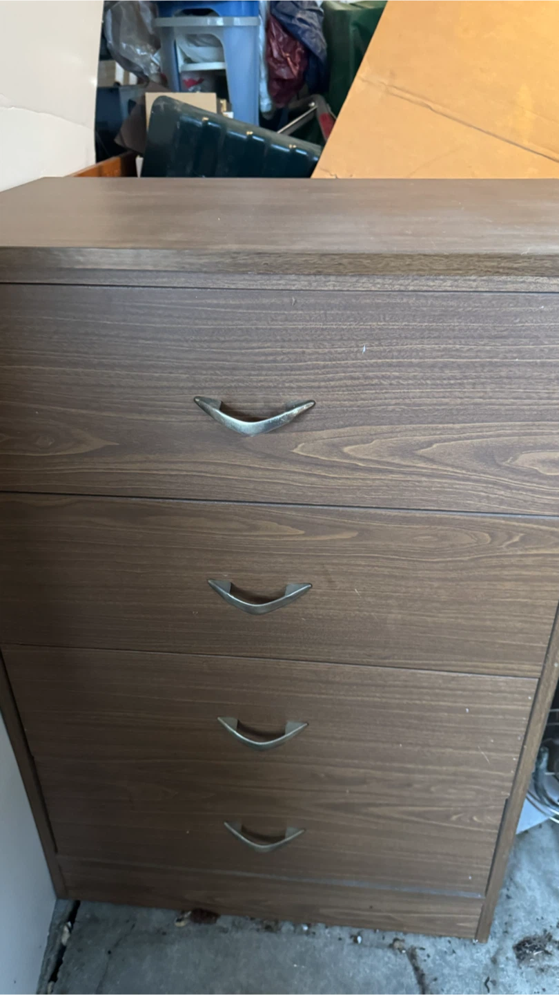 Four-Drawer Brown Wood Grain Dresser