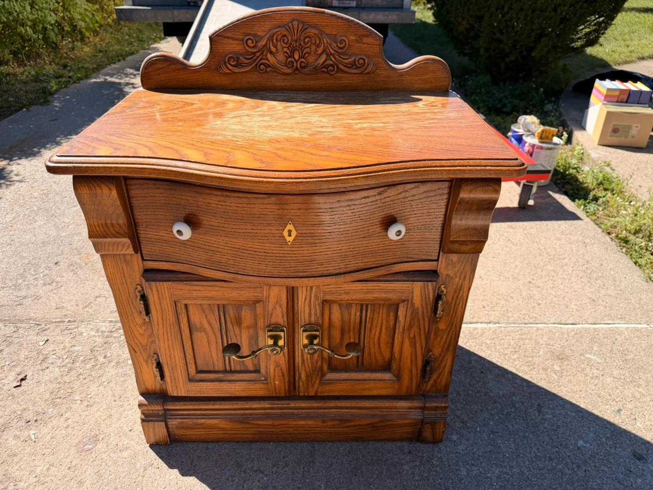 Vintage Wooden Bedside Cabinet