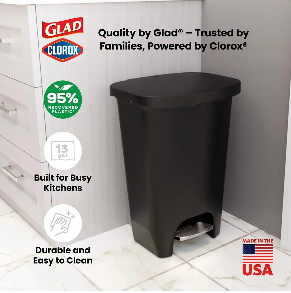 Glad 13-Gallon Step Trash Can - photo 3