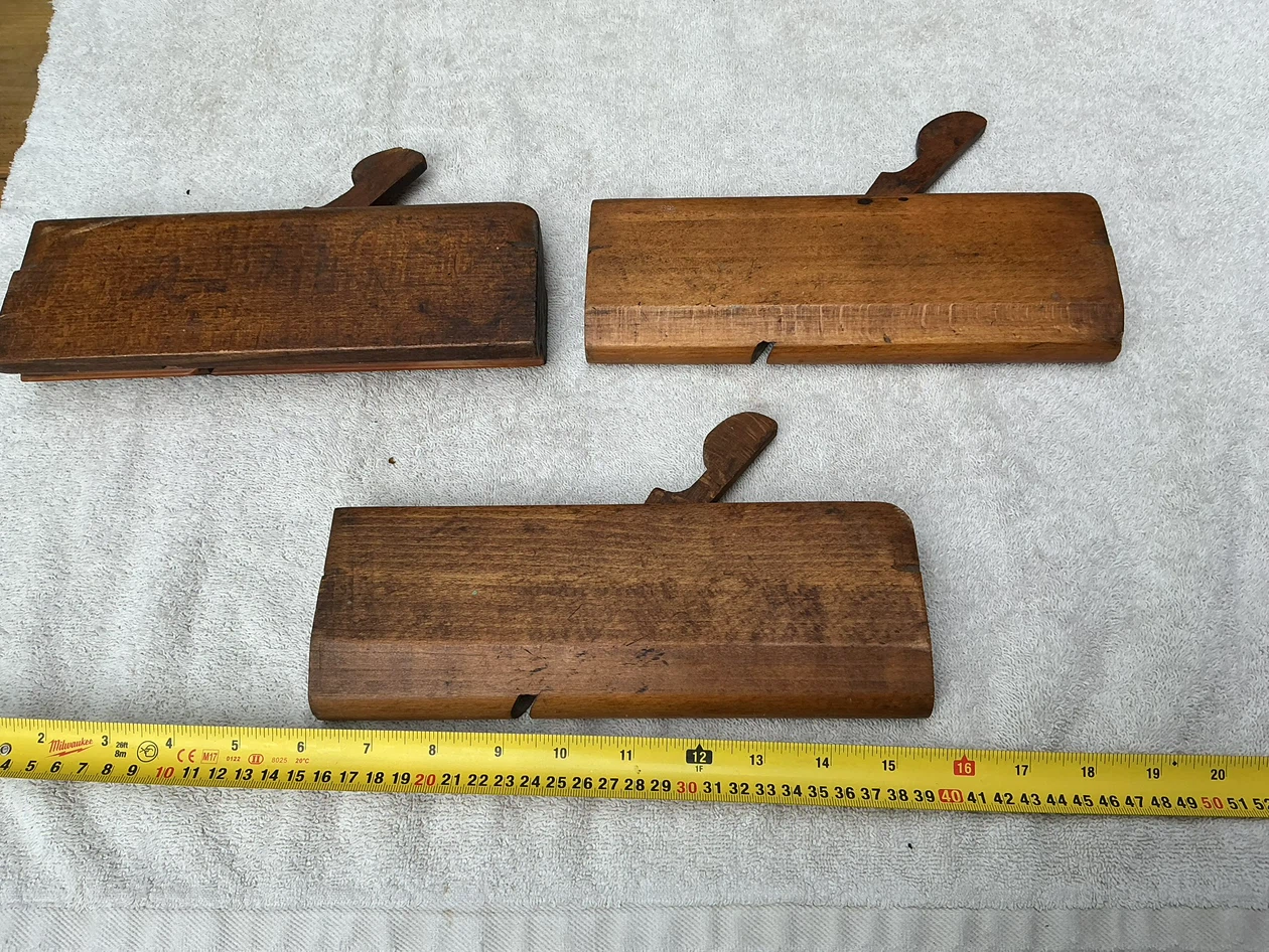 Set of 3 Antique Wooden Hand Molding Planes No Blades - photo 5