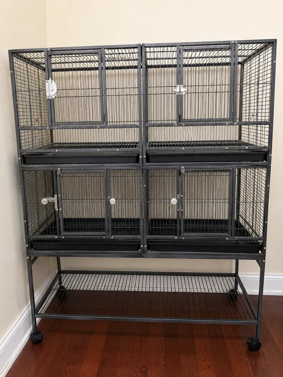 Four-Level Metal Pet Cage with Wheels