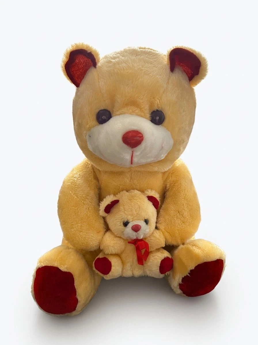 Large Yellow Teddy Bear with Small Plushie