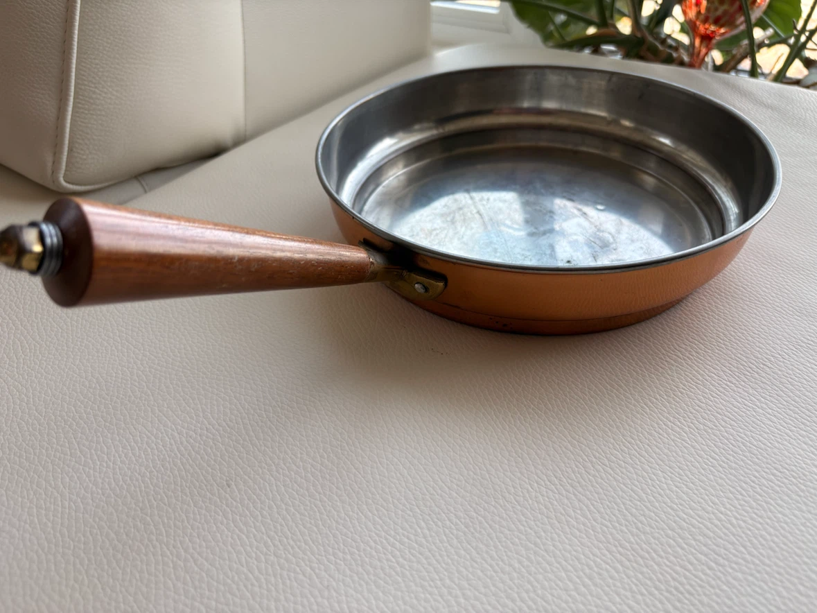 Copper Frying Pan with Wooden Handle