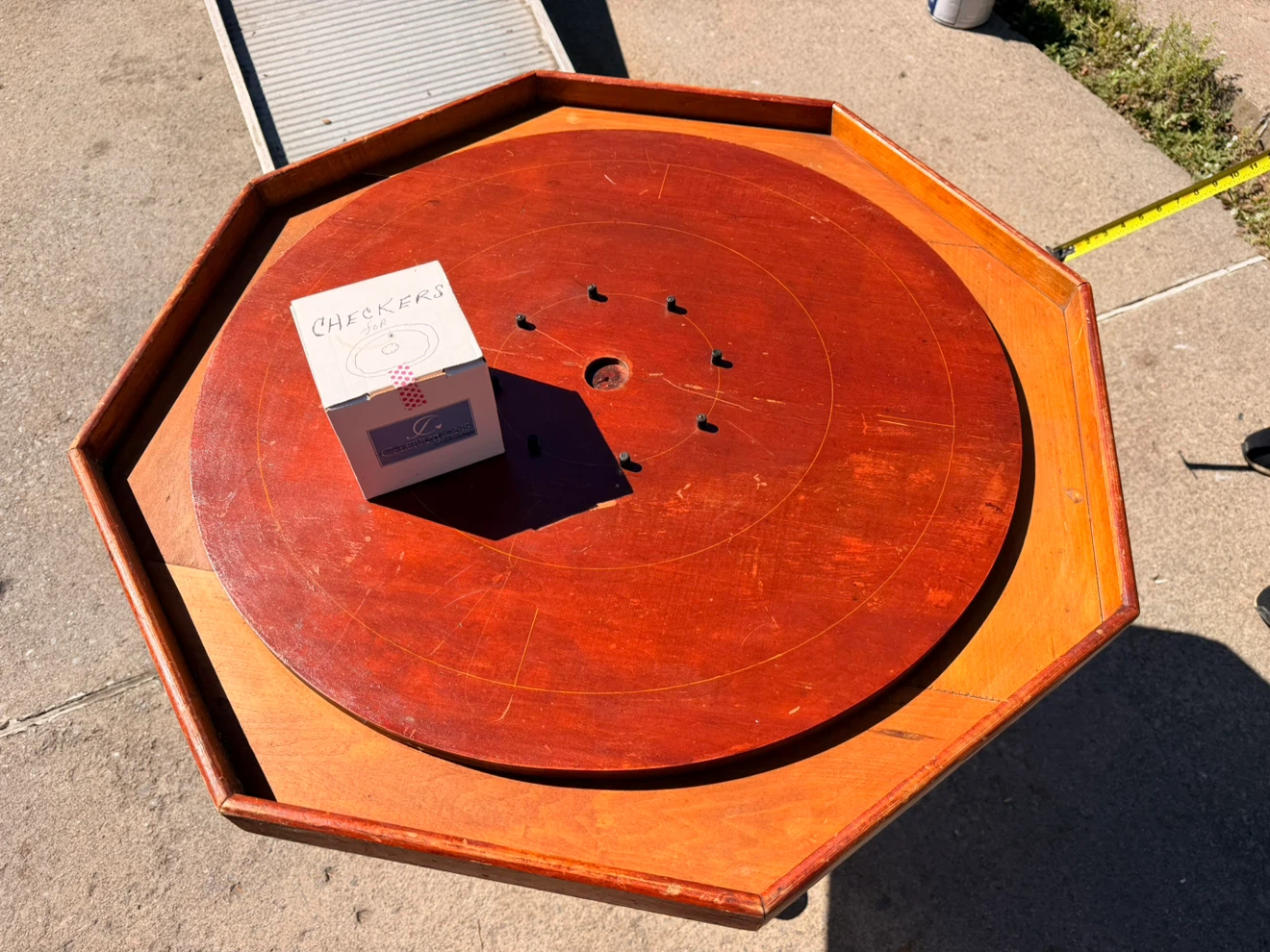 Vintage Octagonal Wooden Crokinole Game Table