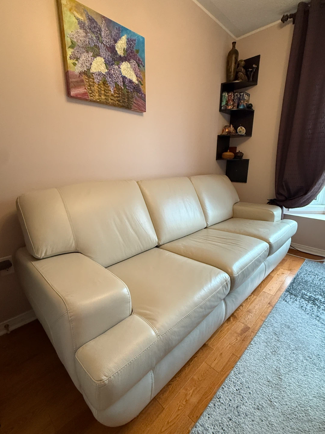 Off-White Genuine Leather Couch