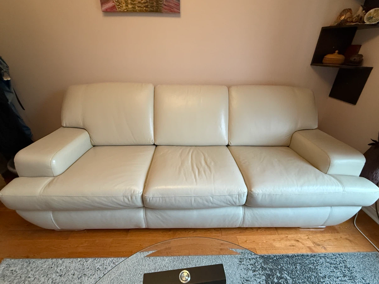 Off-White Genuine Leather Couch - photo 2