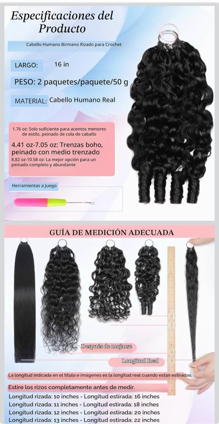 Feather 16" Burmese Curl Crochet Human Hair - photo 4