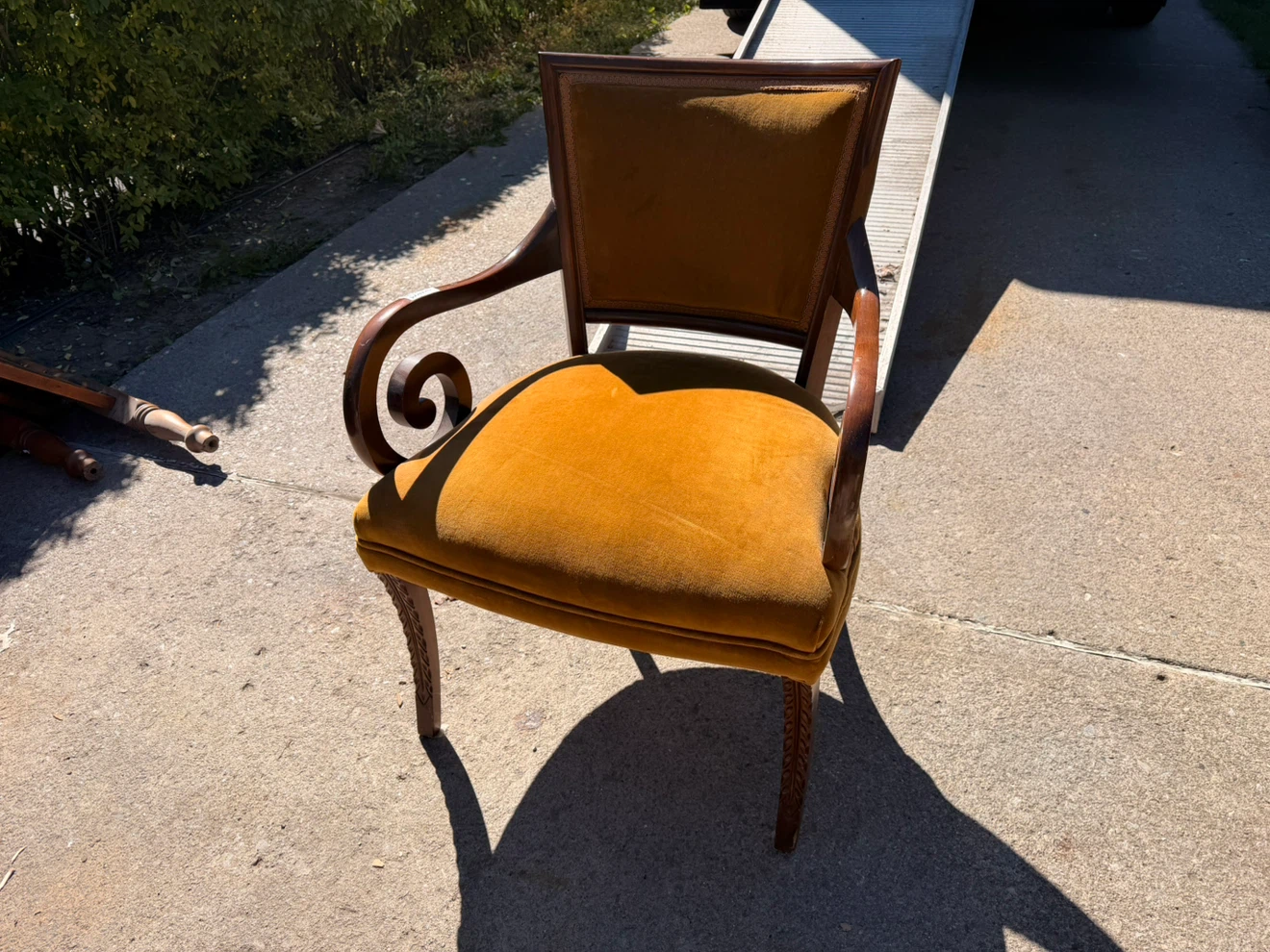 Vintage Mustard Velvet Accent Chair