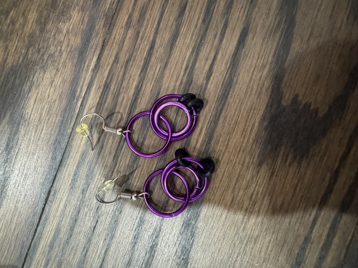 Purple and Black Hoop Earrings