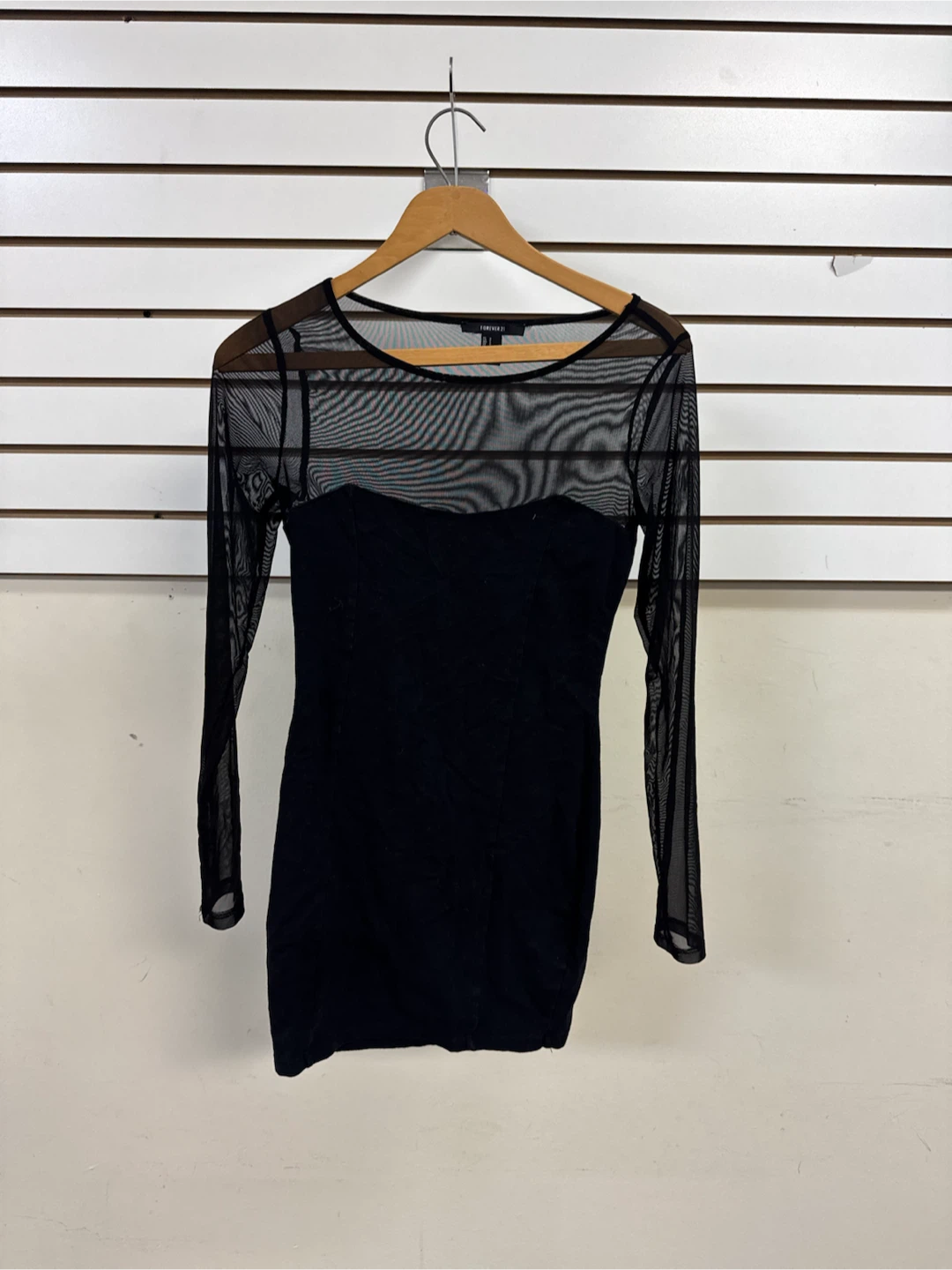 Forever 21 Black Mesh Long Sleeve Dress