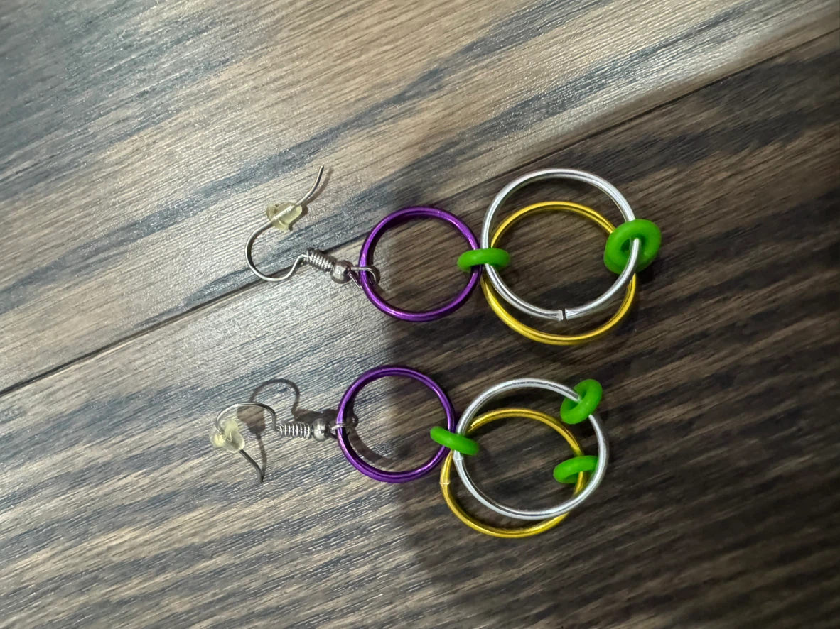 Multi-Coloured Hoop Dangle Earrings