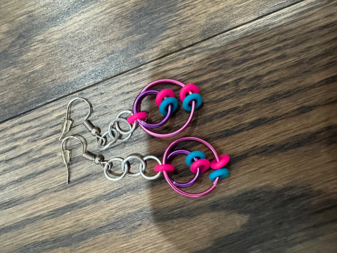 Pink, Purple and Blue Hoop Earrings