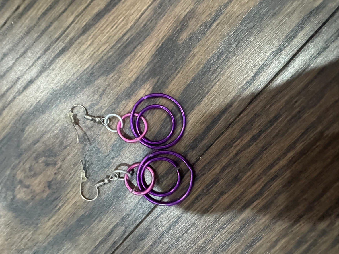 Purple and Pink Circle Dangle Earrings