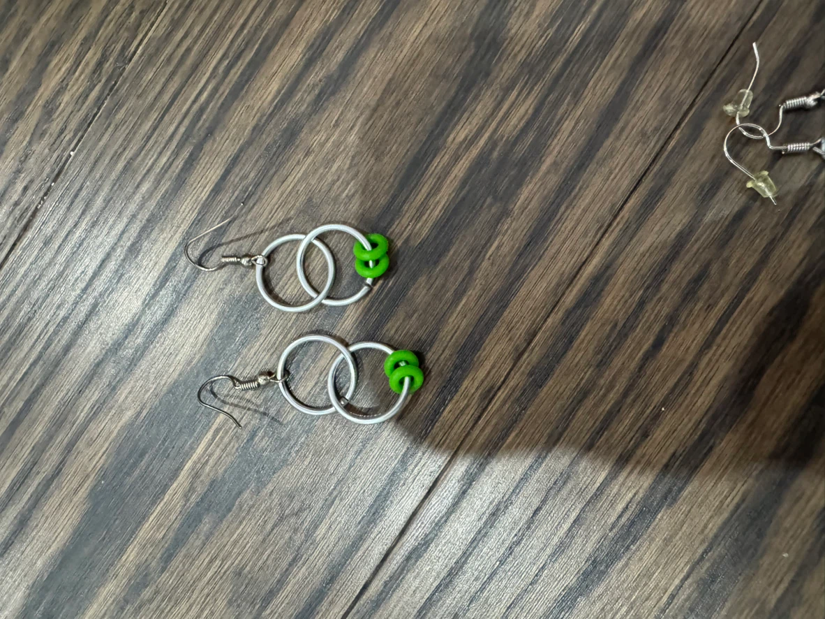 Silver-Tone Hoop Earrings with Green Beads