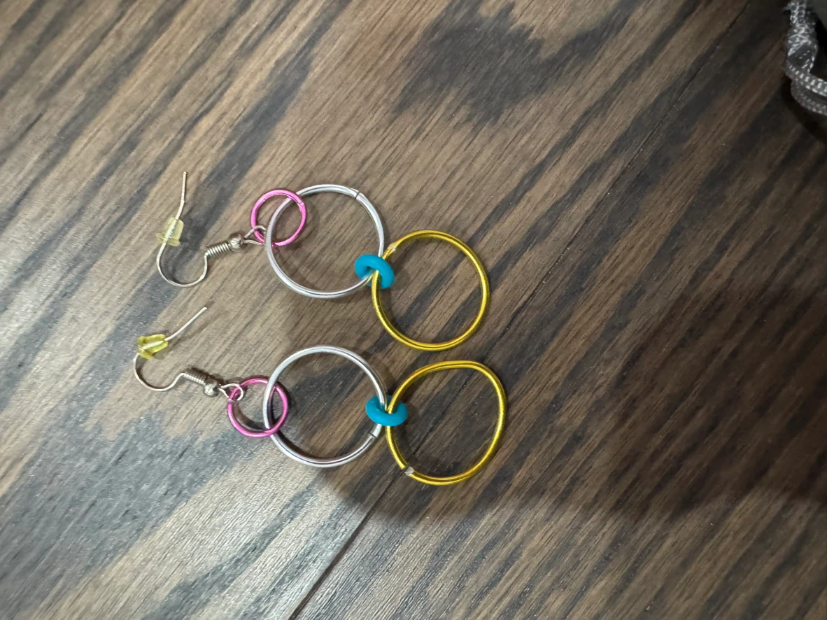 Multi-Coloured Ring Drop Earrings