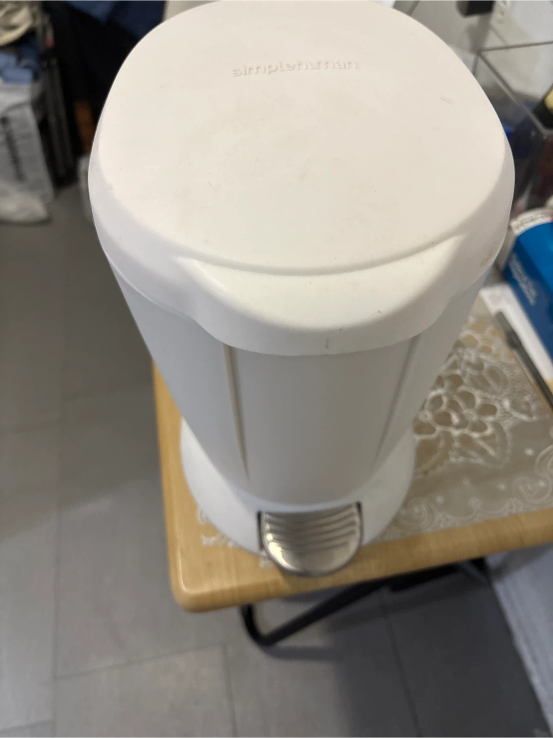 simplehuman white step trash can - photo 4