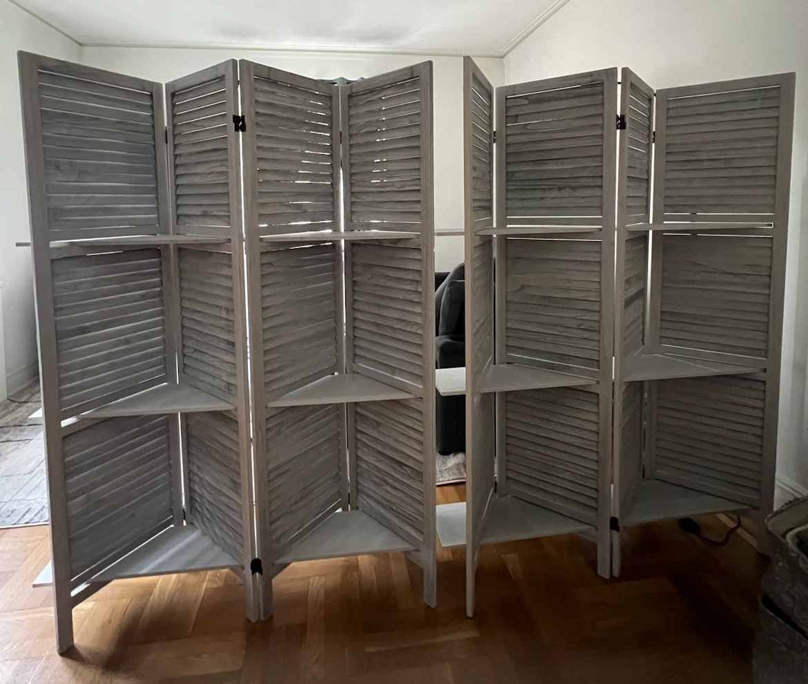 X2 Four-Panel Wood Room Divider with Shelves - photo 2