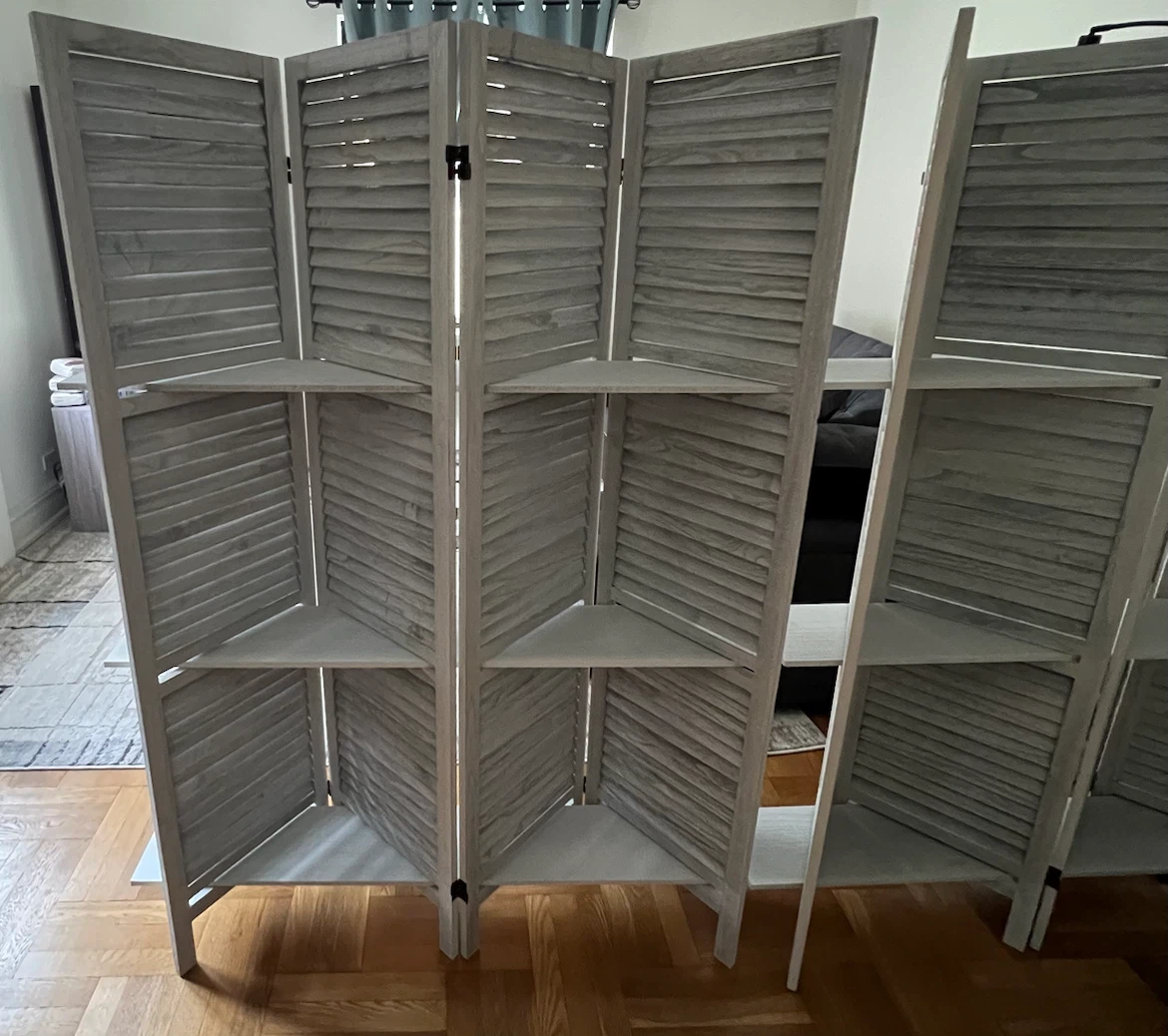 X2 Four-Panel Wood Room Divider with Shelves - photo 3